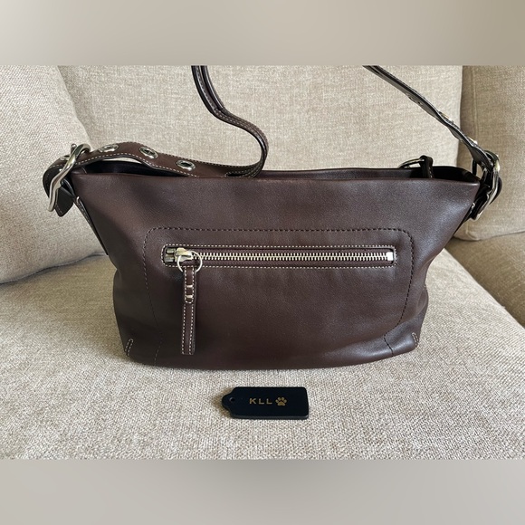 Vintage Y2K Coach East West Legacy Tassel Shoulder Leather Purse - Picture 5 of 10